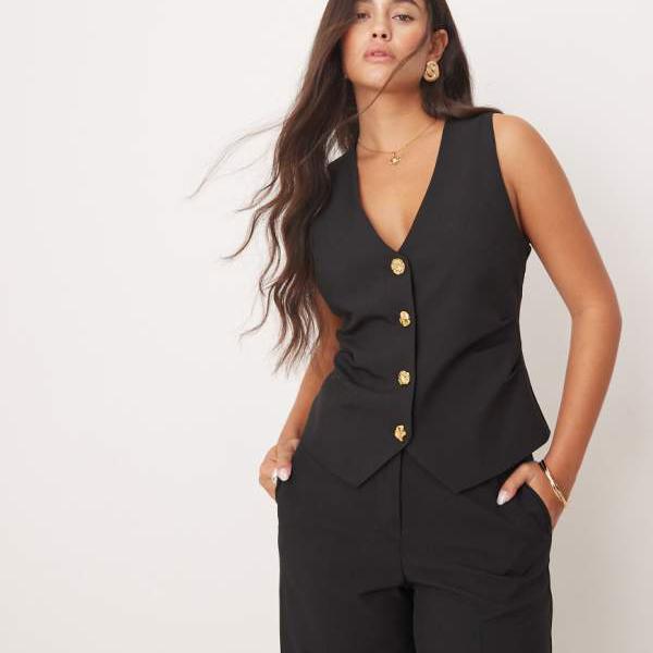 エイソス ASOS asos ASOS DESIGN ミックス＆マッチボタン付きルーシュウエストコー