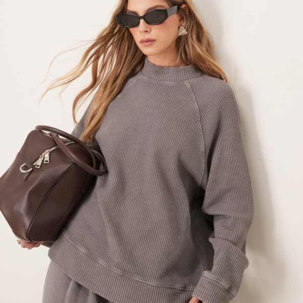 エイソス ASOS asos ASOS DESIGN ヘビーウェイト ラグラン ハイネック 長袖 ワ