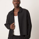 エイソス ASOS asos ASOS DESIGN コーデュロイ オーバーサイズ クロップ プリーツ シャツ ブラック トップス メンズ 男性 インポートブラ...