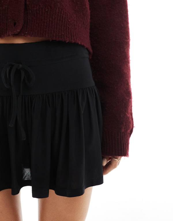 エイソス ASOS asos ASOS DESIGN ディープウエストバンド ローライズ マイクロミニ スコート ブラック ボトム パンツ レディース 女性 インポートブランド 小さいサイズから大きいサイズまで