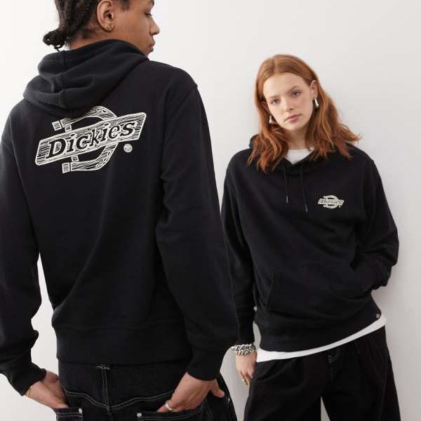 ディッキーズ Dickies ディッキーズ ウッドロゴ バックプリント パーカー ブラック トップス