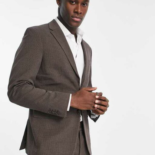 セレクテッド オム Selected Homme selected homme ブラウンのミニチェックのセレクテッドオムスリムフィットスーツジャケット アウター メンズ 男性 インポートブランド 小さいサイズから大きいサイズまで セレクテッド オム Selected Homme selected homme ブラウンのミニチェックのセレクテッドオムスリムフィットスーツジャケット アウター メンズ 男性 インポートブランド 小さいサイズから大きいサイズまで