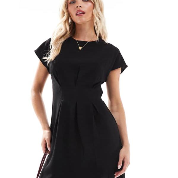 エイソス ASOS asos ASOS DESIGN プチウエストミニドレス ブラック ワンピース レディース 女性 インポートブランド 小さいサイズから大きいサイズまで