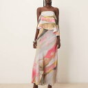 エイソス ASOS asos ASOS DESIGN バンドゥ アシンメトリー コントラスト ファブリック バイアス マキシ ドレス、ブラシストローク プリント ワンピース レディース 女性 インポートブランド 小さいサイズから大きいサイズまで