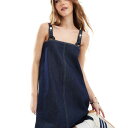 エイソス ASOS asos ASOS DESIGN フィッシャーマンストラップ付きデニムミニドレス ワンピース レディース 女性 インポートブランド 小さいサイズから大きいサイズまで(4)