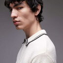 トップマン Topman TOPMAN クリーム色のティッピングが施されたトップマンのニットタオル地ポロ トップス メンズ 男性 インポートブランド 小さいサイズから大きいサイズまで