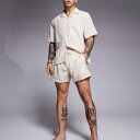 エイソス ASOS asos ASOS DESIGN コーディネート リネン風 スイムショーツ ショート丈 ストーン 水着 メンズ 男性 インポートブランド 小さいサイズから大きいサイズまで