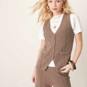 エイソス ASOS asos ASOS DESIGN ニット V ネック シームディテール ウエストコート モカ トップス レディース 女性 インポートブランド 小さいサイズから大きいサイズまで(4)