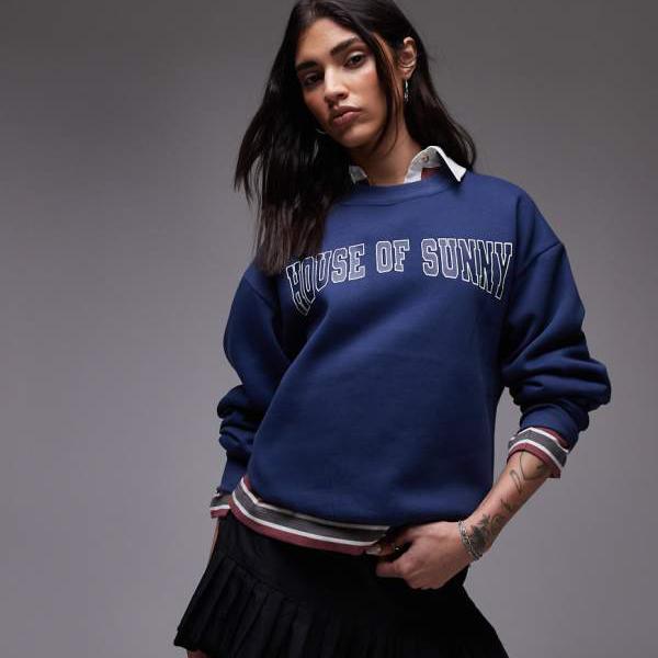 House of Sunny ファミリー クルーネック オーバーサイズ セーター ネイビー トップス