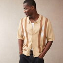 エイソス ASOS asos ASOS DESIGN リラックスしたボックスフィットのニットボタンスルーポロ、アーガイル柄、ベージュ トップス メンズ 男性 イ...