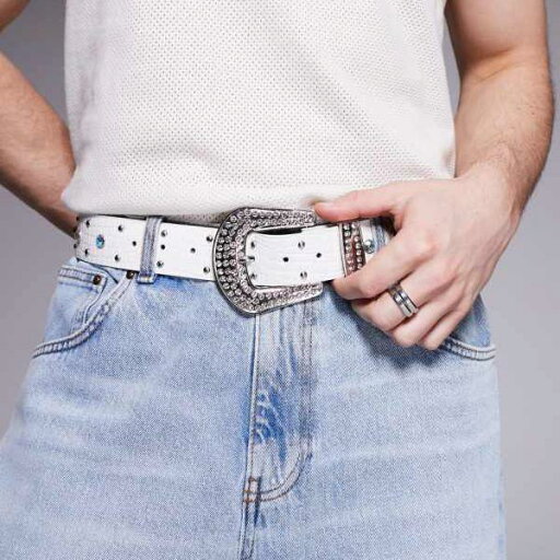 エイソス ASOS asos ASOS DESIGN クリスタルスタッドベルト ホワイト ベルト メンズ 男性 インポートブランド エイソス ASOS asos ASOS DESIGN クリスタルスタッドベルト ホワイト ベルト メンズ 男性 インポートブランド