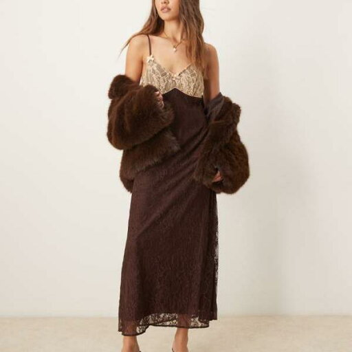 ミスセルフリッジ Miss Selfridge ミスセルフリッジのチョコレート色のコントラストレース付きサテンマキシスリップドレス ワンピース レディース 女性 インポートブランド 小さいサイズから大きいサイズまで ミスセルフリッジ Miss Selfridge ミスセルフリッジのチョコレート色のコントラストレース付きサテンマキシスリップドレス ワンピース レディース 女性 インポートブランド 小さいサイズから大きいサイズまで