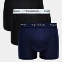 ジャックアンドジョーンズ Jack & Jones ジャック&ジョーンズ オリジナルロゴ入りネイビーブラックのトランクス3枚パック 下着 メンズ 男性 インポートブランド 小さいサイズから大きいサイズまで
