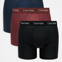 カルバンクライン Calvin Klein カルバン・クライン コットン ストレッチ ボクサーブリーフ 3枚パック ブラック/ネイビー/バーガンディ 下着 メンズ 男性 インポートブランド 小さいサイズから大きいサイズまで