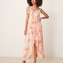 エイソス ASOS asos ASOS DESIGN フリルレイヤードアシンメトリープリーツドレス 水彩花柄 ワンピース レディース 女性 インポートブランド 小さいサイズから大きいサイズまで(4)