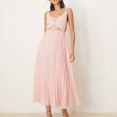 エイソス ASOS asos ASOS DESIGN ダブルレイヤー レースインサート プリーツ ミディドレス ライトピンク ワンピース レディース 女性 インポートブランド 小さいサイズから大きいサイズまで(4)