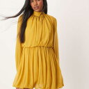 エイソス ASOS asos ASOS DESIGN 長袖ブルゾンミニドレス スカート付き オークル トップス レディース 女性 インポートブランド 小さいサイズから大きいサイズまで