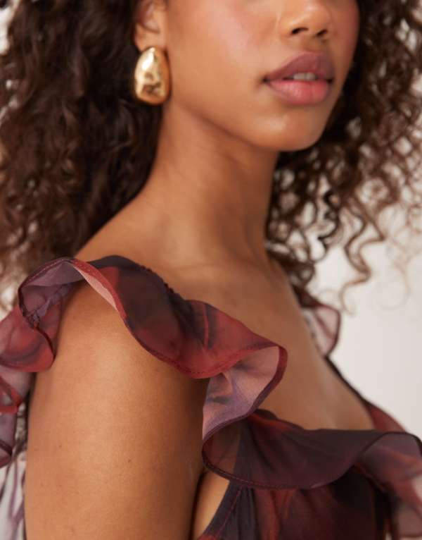 エイソス ASOS asos ASOS DESIGN サテンシフォン マキシドレス 花柄 ワンピース レディース 女性 インポートブランド 小さいサイズから大きいサイズまで