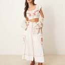 フリーピープル Free People フリーピープルの刺繍入りボヘミアンコーデスカートとブラウスセット(アイボリー) トップス レディース 女性 インポートブ...