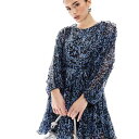 フレンチコネクション French Connection フレンチコネクション アンナ シフォン ミニ プリーツ ドレス ネイビー スクリブル ワンピース レディース 女性 インポートブランド 小さいサイズから大きいサイズまで(4)