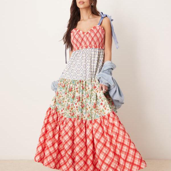 フリーピープル Free People フリーピープル ブルーベル マルチプリント リボンタイ マキ