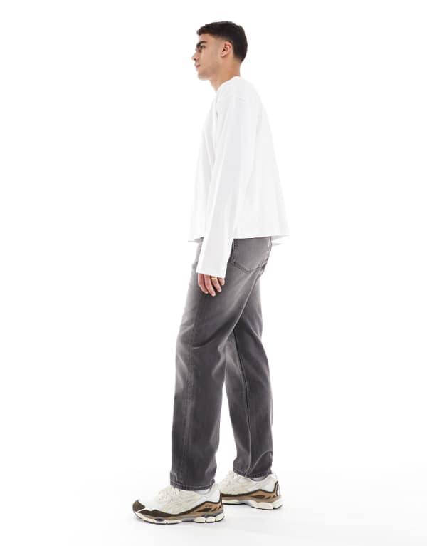 エイソス ASOS asos ASOS DESIGN ストレートレッグジーンズ ヴィンテージ風 ウォッシュドブラック パンツ ボトム メンズ 男性 インポートブランド 小さいサイズから大きいサイズまで