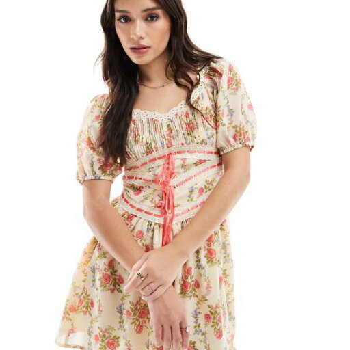 エイソス ASOS asos ASOS DESIGN ミルクメイド ミニドレス、リボンディテール、ヴィンテージ壁紙の花柄プリント ワンピース レディース 女性 インポートブランド 小さいサイズから大きいサイズまで エイソス ASOS asos ASOS DESIGN ミルクメイド ミニドレス、リボンディテール、ヴィンテージ壁紙の花柄プリント ワンピース レディース 女性 インポートブランド 小さいサイズから大きいサイズまで