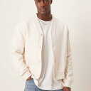 エイソス ASOS asos ASOS DESIGN ヘビーウェイト ボックス型オーバーサイズカーディガン ホワイト トップス メンズ 男性 インポートブランド 小さいサイズから大きいサイズまで(4)