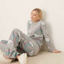 エイソス ASOS asos ASOS DESIGN レインボー ロングスリーブ トップス & パンツ パジャマ セット グレー マーブル トップス レディース 女性 インポートブランド 小さいサイズから大きいサイズまで(4)