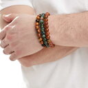 エイソス ASOS asos ASOS DESIGN アースカラーのビーズブレスレット 3 個パック アクセサリー メンズ 男性 インポートブランド(4)