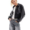 ストラディヴァリウス Stradivarius ストラディバリウス フェイクレザー トラッカージャケット 帽子 レディース 女性 インポートブランド