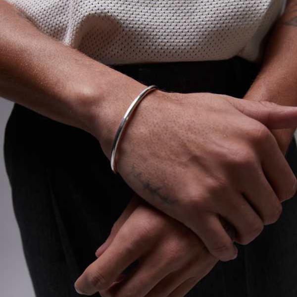 ARKET スターリングシルバー ミニマルシリンダーブレスレット アクセサリー メンズ 男性 インポートブランド(4)