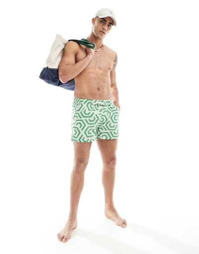 Aray ラージ ジオプリント スイムショーツ グリーン 水着 メンズ 男性 インポートブランド 小さいサイズから大きいサイズまで