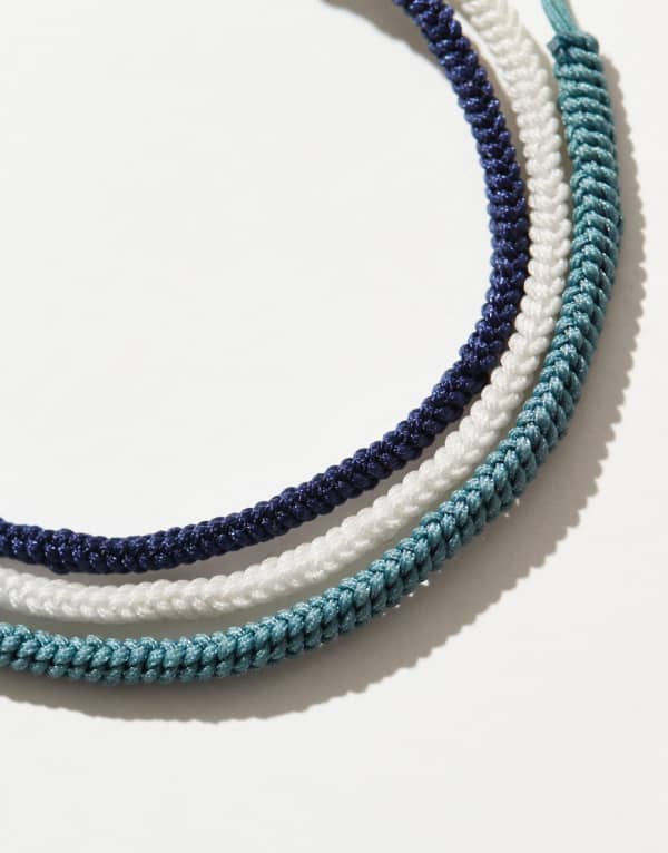 エイソス ASOS asos ASOS DESIGN 3個パック コードプラーブレスレット ネイビー アクセサリー メンズ 男性 インポートブランド