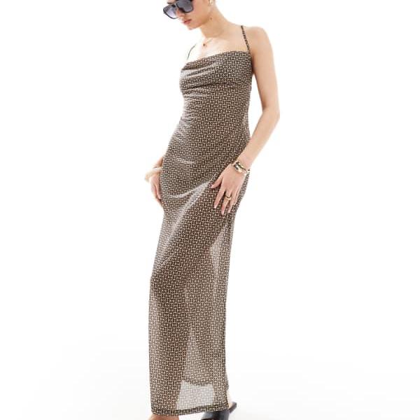 4th & Reckless ストラップメッシュタイバックミダキシビーチドレス、ミニジオプリント ワンピース レディース 女性 インポートブランド 小さいサイズから大きいサイズまで