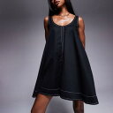 リバーアイランド River Island RIVER ISLAND リバーアイランド デニム スイング ミニドレス ブラック ワンピース レディース 女性 インポートブランド 小さいサイズから大きいサイズまで(4)