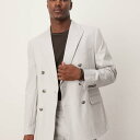 エイソス ASOS asos ASOS DESIGN リネン混ダブルブレスト レギュラースーツジャケット ペブル アウター メンズ 男性 インポートブランド 小さいサイズから大きいサイズまで