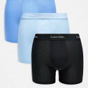 カルバンクライン Calvin Klein カルバン・クライン アイコン コットン ストレッチ 3 パック ボクサーブリーフ ブルートーン 下着 メンズ 男性 インポートブランド 小さいサイズから大きいサイズまで