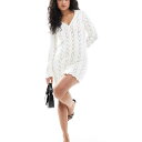 ミスセルフリッジ Miss Selfridge ミスセルフリッジ ニット クロシェ レース ボタンアップ 長袖ドレス クリーム色 トップス レディース 女性 インポートブランド 小さいサイズから大きいサイズまで(4)