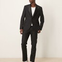 エイソス ASOS asos ASOS DESIGN リネンブレンド スリム タキシード スーツ ジャケット ブラック アウター メンズ 男性 インポートブランド 小さいサイズから大きいサイズまで