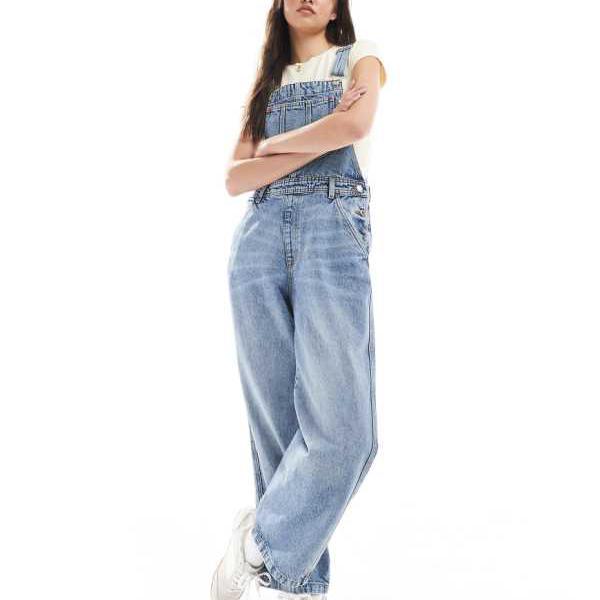 モンキ Monki モンキ デニム ダンガリー ミッドブルーウォッシュ オールインワン レディース 女性 インポートブランド 小さいサイズから大きいサイズまで