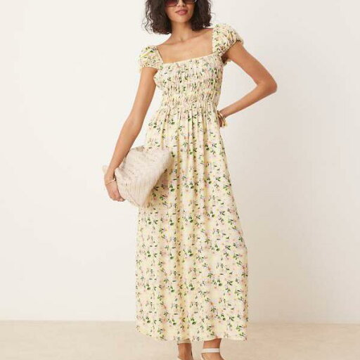 エイソス ASOS asos ASOS DESIGN スクエアネック ミディドレス、ウエストを絞った花柄 ワンピース レディース 女性 インポートブランド 小さいサイズから大きいサイズまで エイソス ASOS asos ASOS DESIGN スクエアネック ミディドレス、ウエストを絞った花柄 ワンピース レディース 女性 インポートブランド 小さいサイズから大きいサイズまで