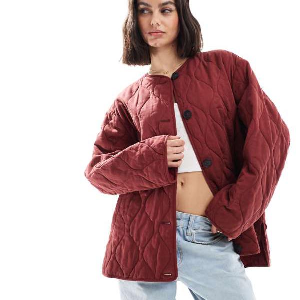 エイソス ASOS asos ASOS DESIGN ドルフィンヘム ノーカラー キルティングジャケ