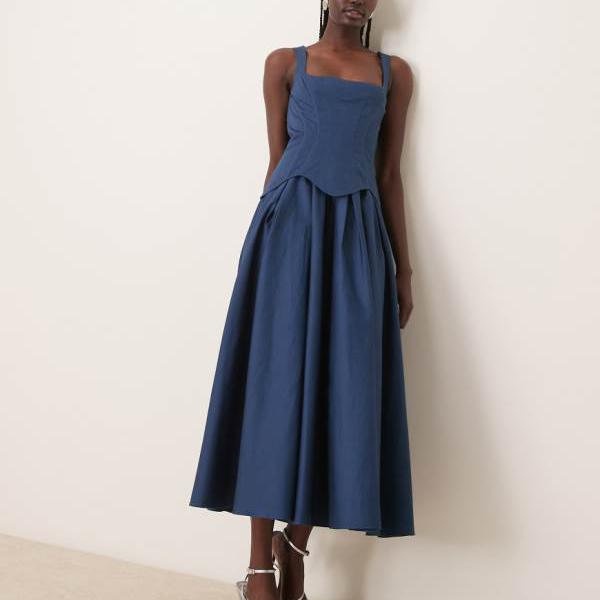 エイソス ASOS asos ASOS DESIGN 構造化コルセット フルスカート ミディドレス 