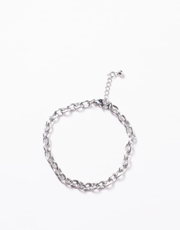 エイソス ASOS asos ASOS DESIGN 防水ステンレススチール オーバルリンクチェーンブレスレット シルバートーン アクセサリー メンズ 男性 インポートブランド 2