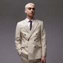 トップマン Topman TOPMAN トップマン ダブルブレスト リネン混紡ブレザー ストーン アウター メンズ 男性 インポートブランド 小さいサイズから大きいサイズまで
