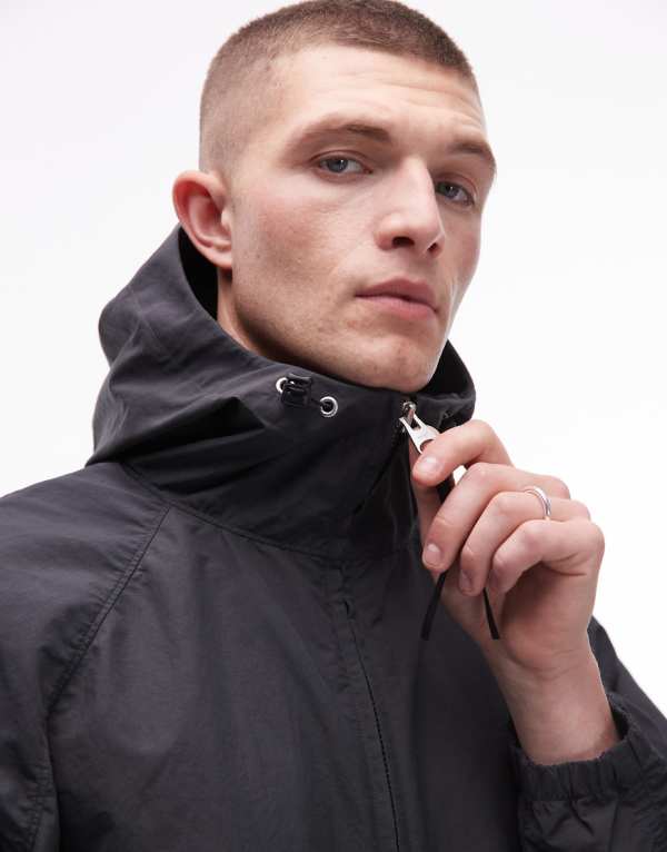 ARKET ウィンドブレーカー ジャケット ジップフロント フード付き グレー アウター メンズ 男性 インポートブランド 小さいサイズから大きいサイズまで