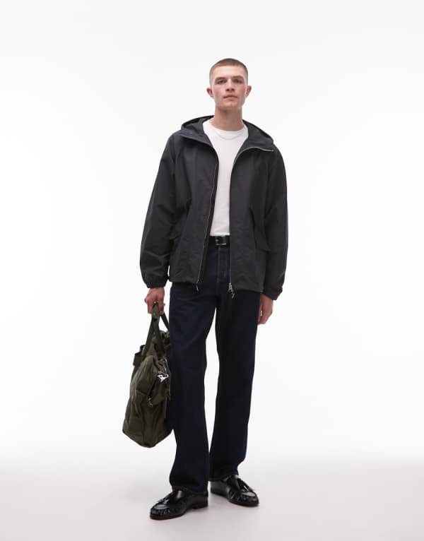 ARKET ウィンドブレーカー ジャケット ジップフロント フード付き グレー アウター メンズ 男性 インポートブランド 小さいサイズから大きいサイズまで