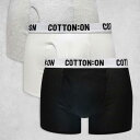 コットンオン Cotton:On Cotton On コットンオン ボクサーパンツ 3枚パック ブラック グレー ホワイト 下着 メンズ 男性 インポートブランド 小さいサイズから大きいサイズまで