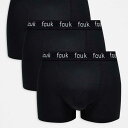 French Connection FCUK ロゴ入りボクサーパンツ 3枚パック ブラック 下着 メンズ 男性 インポートブランド 小さいサイズから大きいサイズまで